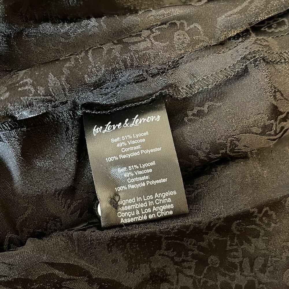 FOR LOVE & LEMONS Gabrielle Puff Sleeve Floral Jacquard Black Mini Dress Size XS - Picture 10 of 10